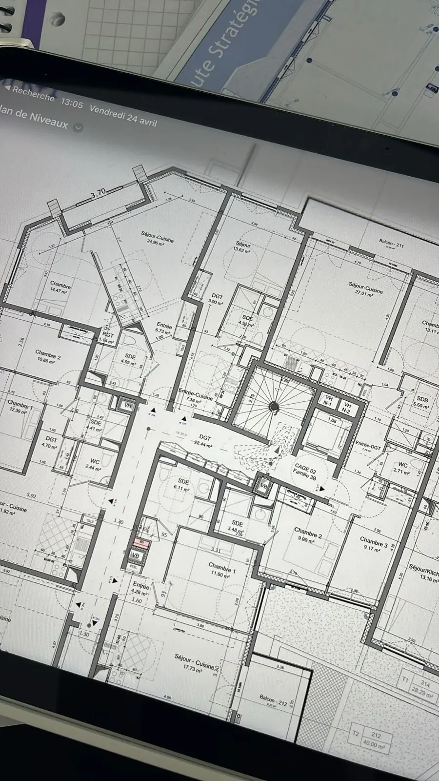 Plans de niveaux d’un programme étudiés logement par logement